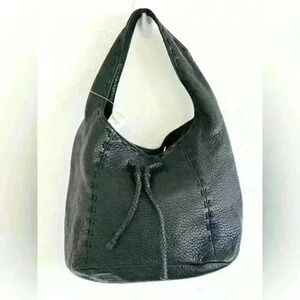 Talbots Black Pebbled Leather Hobo Shoulder Bag